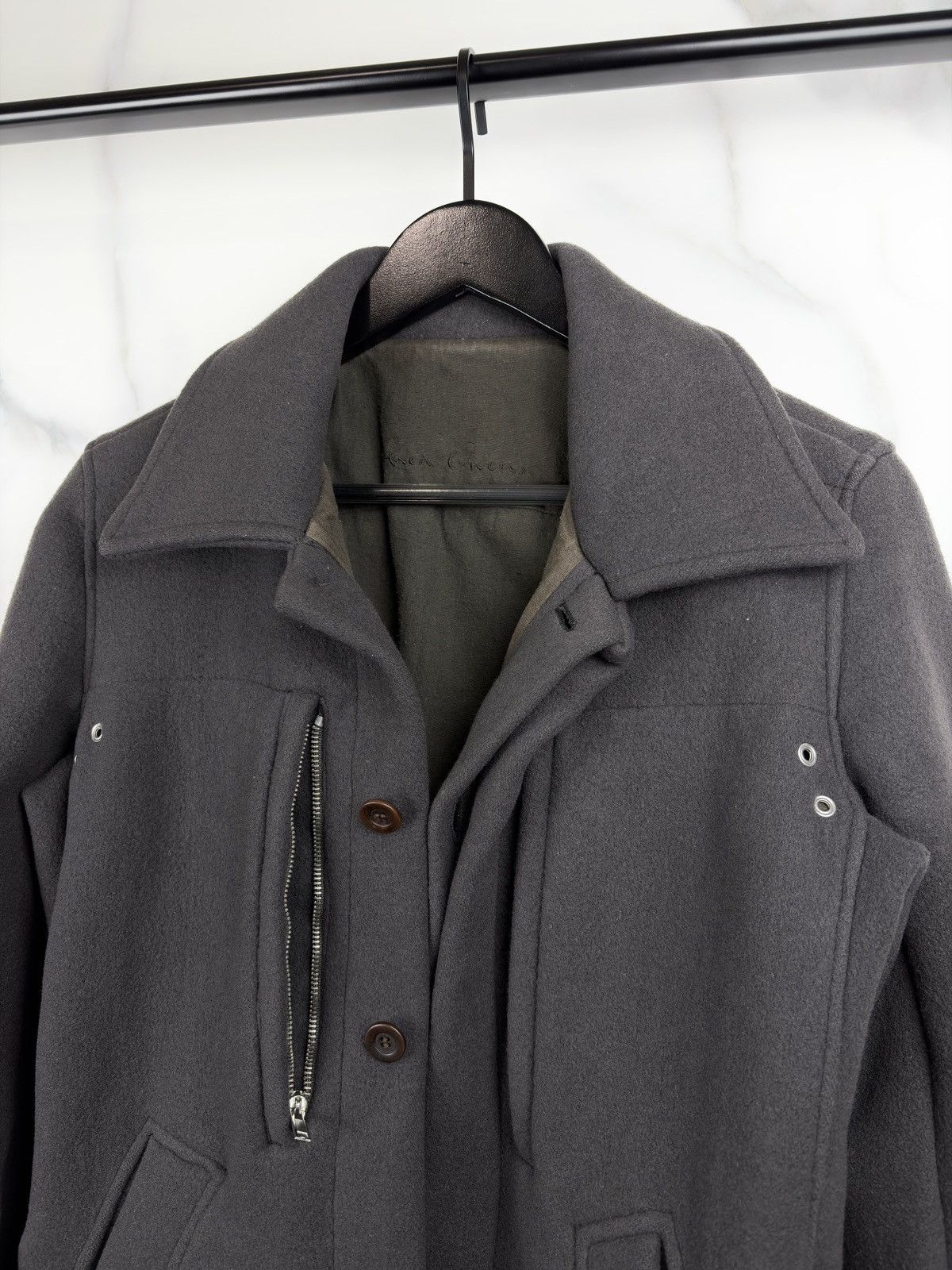 Rick Owens FW05 Rick Owens Moog Melton Wool Pointed Collar Jacket Olmar Size US XS / EU 42 / 0 - 5 Thumbnail