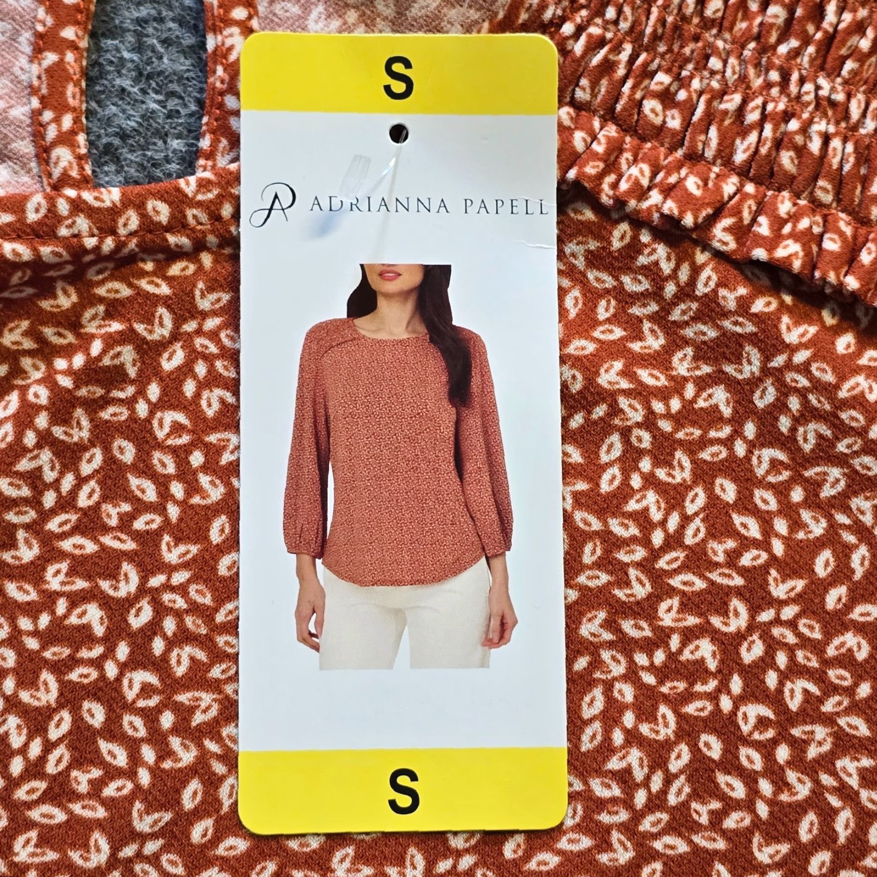 Adrianna Papell Adrianna Papell Blouse Womens Size S Orange 3/4 Sleeve Stretch No Iron Casual Shirt Size S / US 4 / IT 40 - 4 Thumbnail