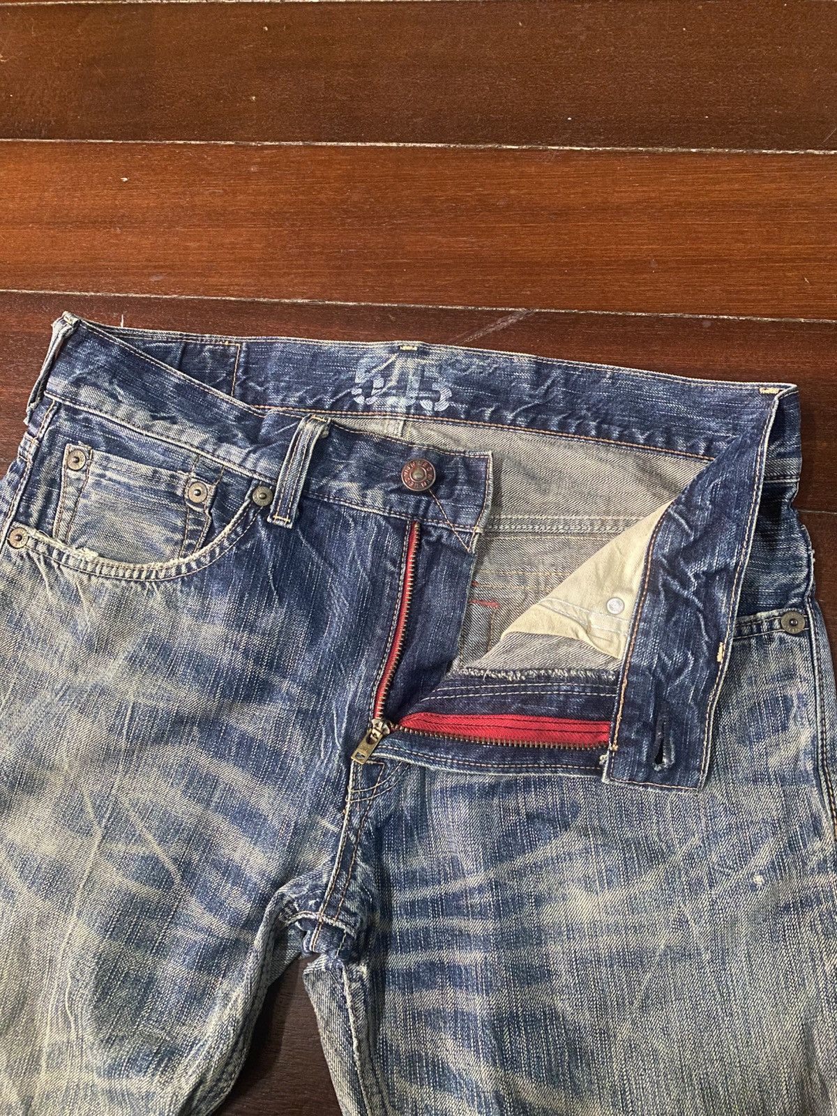 Edwin VERY RARE! EDWIN 503 FLARE mud wash stone wash distressed Size US 36 / EU 52 - 15 Thumbnail