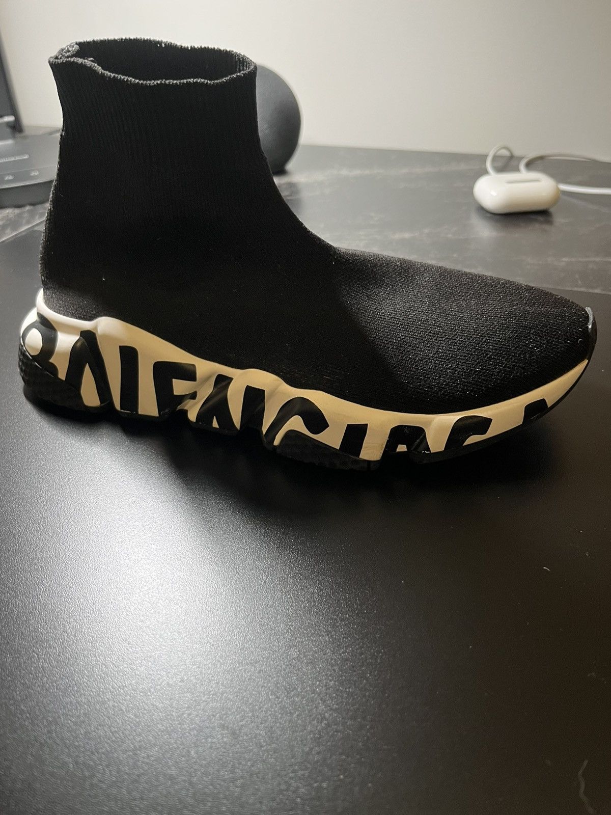 Balenciaga Balenciaga Speed Trainer “Graffiti” Sock Sneakers WhiteBlack Size US 6 / IT 36 - 2 Thumbnail