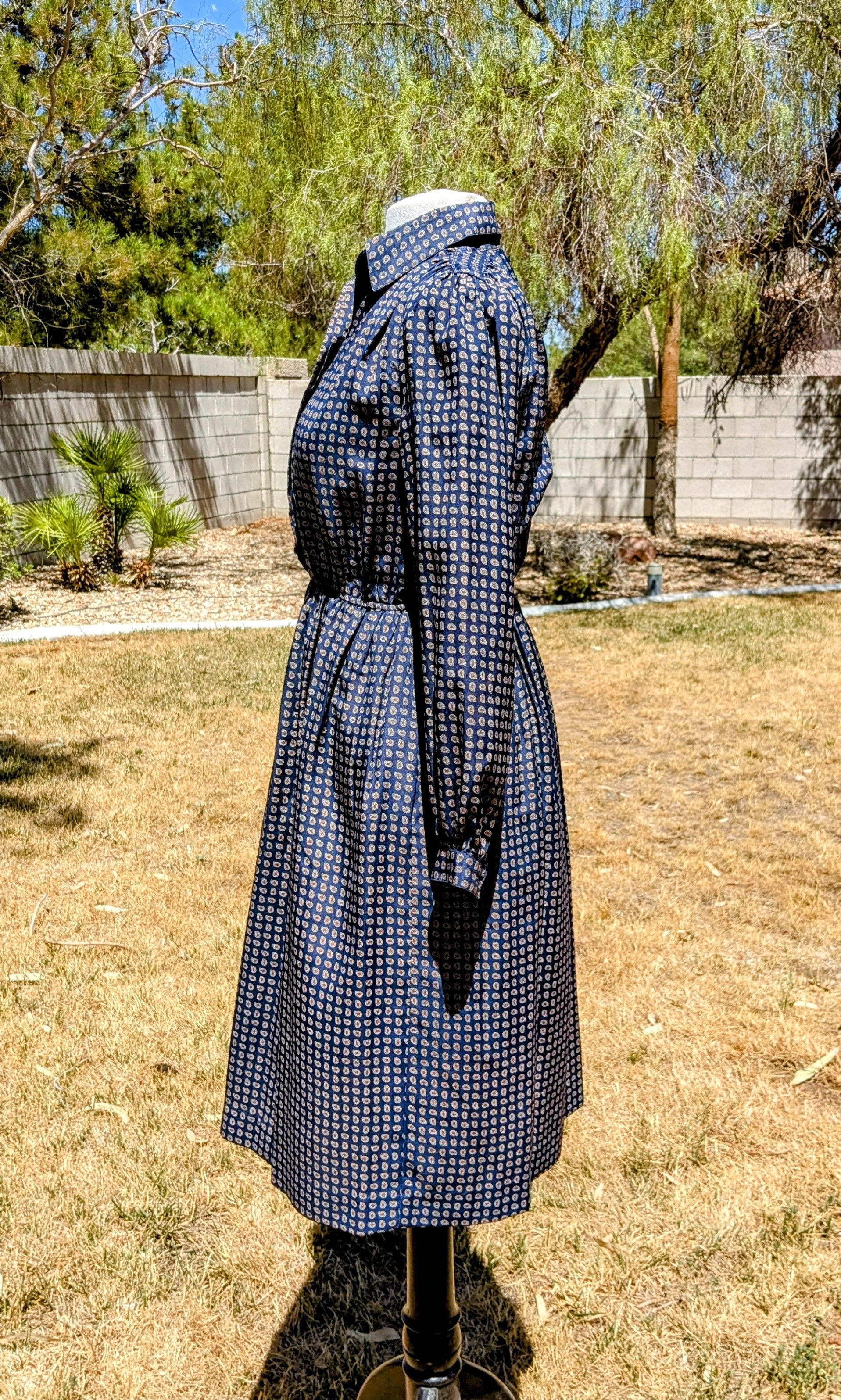 Vintage Vintage 1980s Paisley Talbots Petites 2P Midi Blouson Dress Size XS / US 0-2 / IT 36-38 - 2 Thumbnail