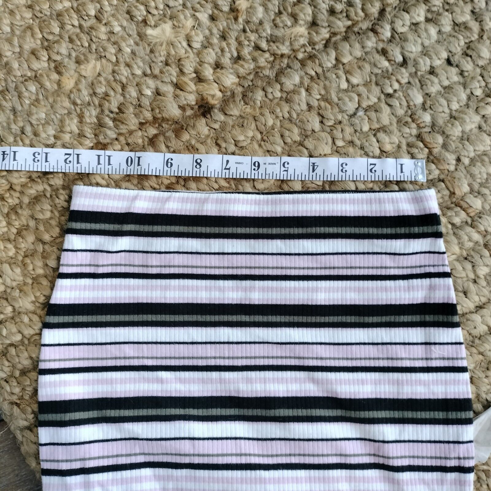 Designer Sportsgirl Skirt Pink High Waisted Striped Midi Bodycon Size 24" / US 00 / IT 34 - 9 Thumbnail