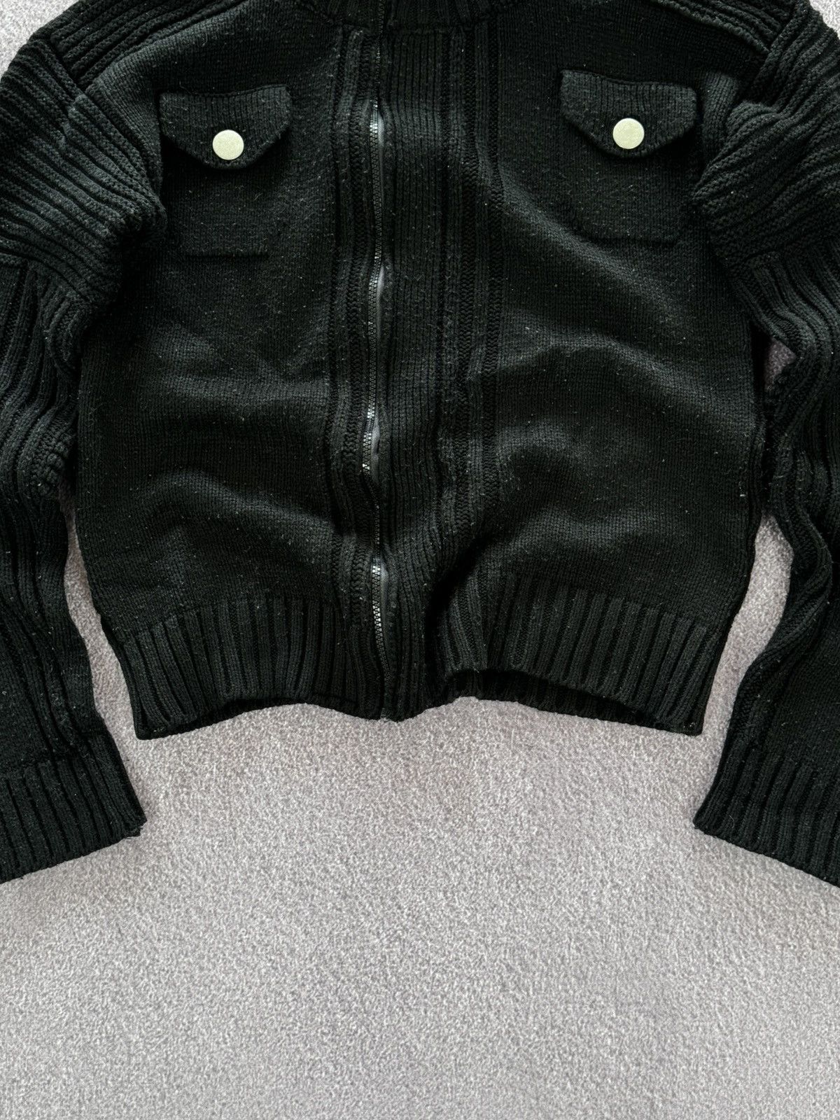 Japanese Brand 00’s Aesthetic Y2K Asymmetrical Zip Ribbed Sweater Size L / US 10 / IT 46 - 3 Thumbnail