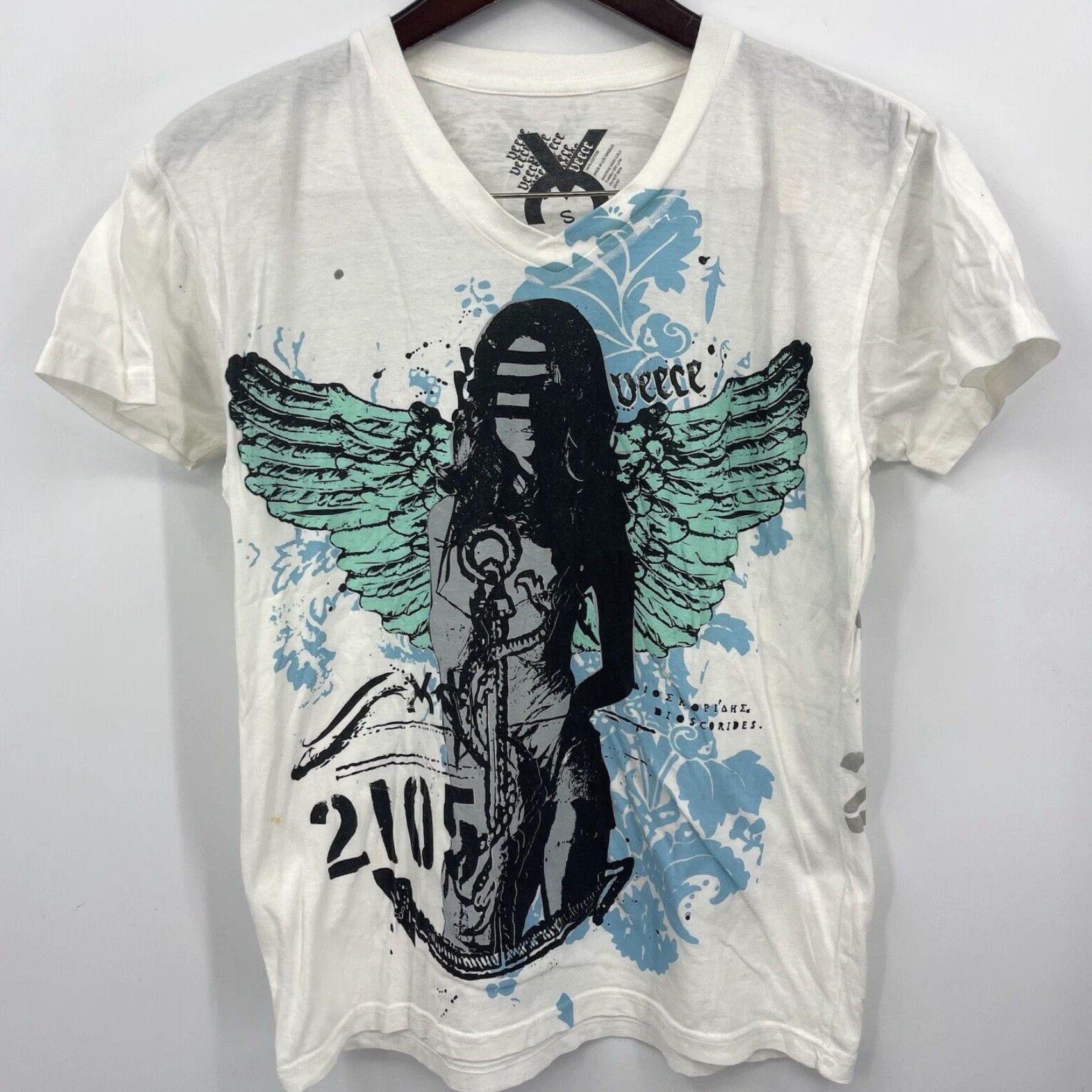 Vintage VINTAGE Veece T-Shirt Mens Small White Graphic Angel Fairy 1980s Cotton Shirt Adult Small Angel Fairy Mens Size US S / EU 44-46 / 1 - 3 Thumbnail
