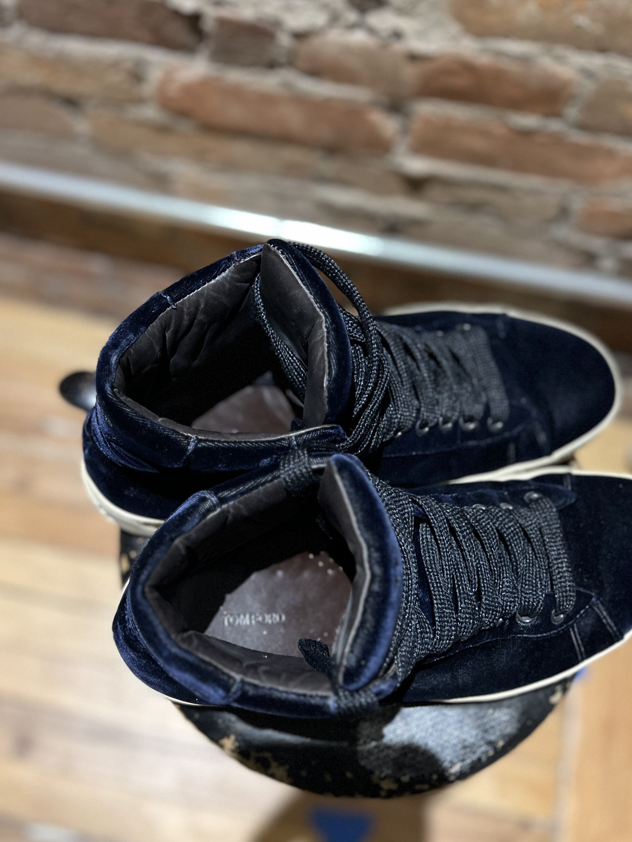 Tom Ford Tom Ford Russel Velvet High-Top Sneakers – Navy | EU 41 Size US 8 / EU 41 - 5 Thumbnail
