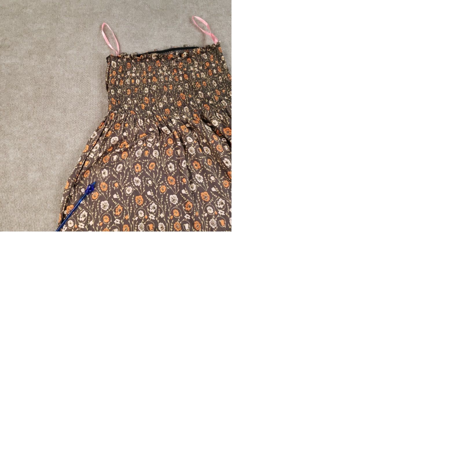 Free People VINTAGE Free People Dress Women Size 6 Brown Orange Floral Boho Strapless Hippie Casual Size M / US 6-8 / IT 42-44 - 9 Thumbnail