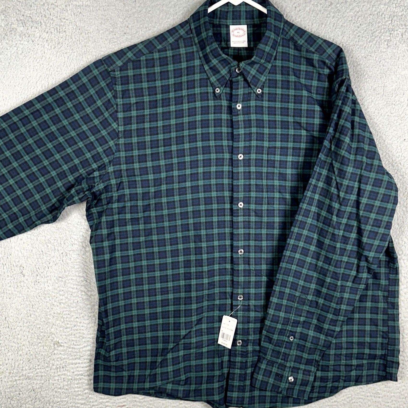 Brooks Brothers VINTAGE Brooks Brothers Wool Blend Shirt Mens XL Navy Green Flannel Tartan Plaid Size US XL / EU 56 / 4 - 2 Thumbnail