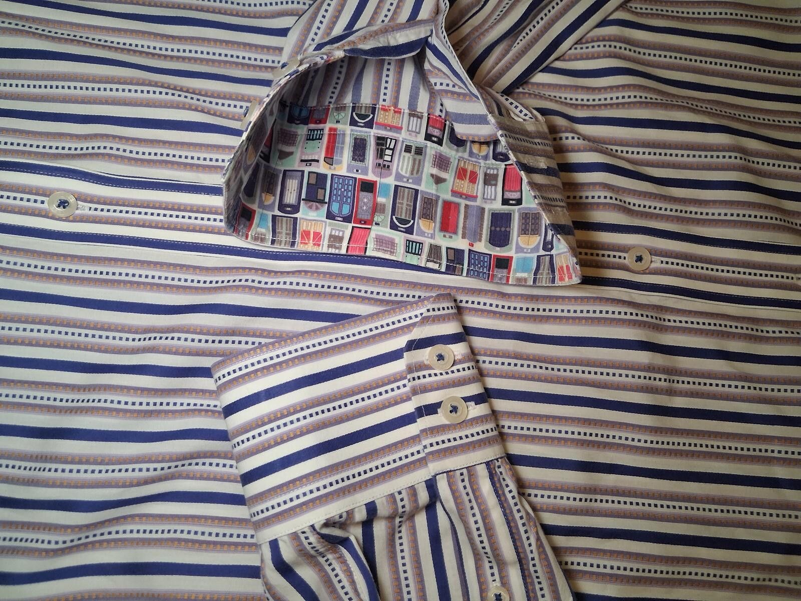Robert Graham Robert Graham Shirt XL Multicolor Cotton Striped Flip Cuff Size US XL / EU 56 / 4 - 6 Thumbnail
