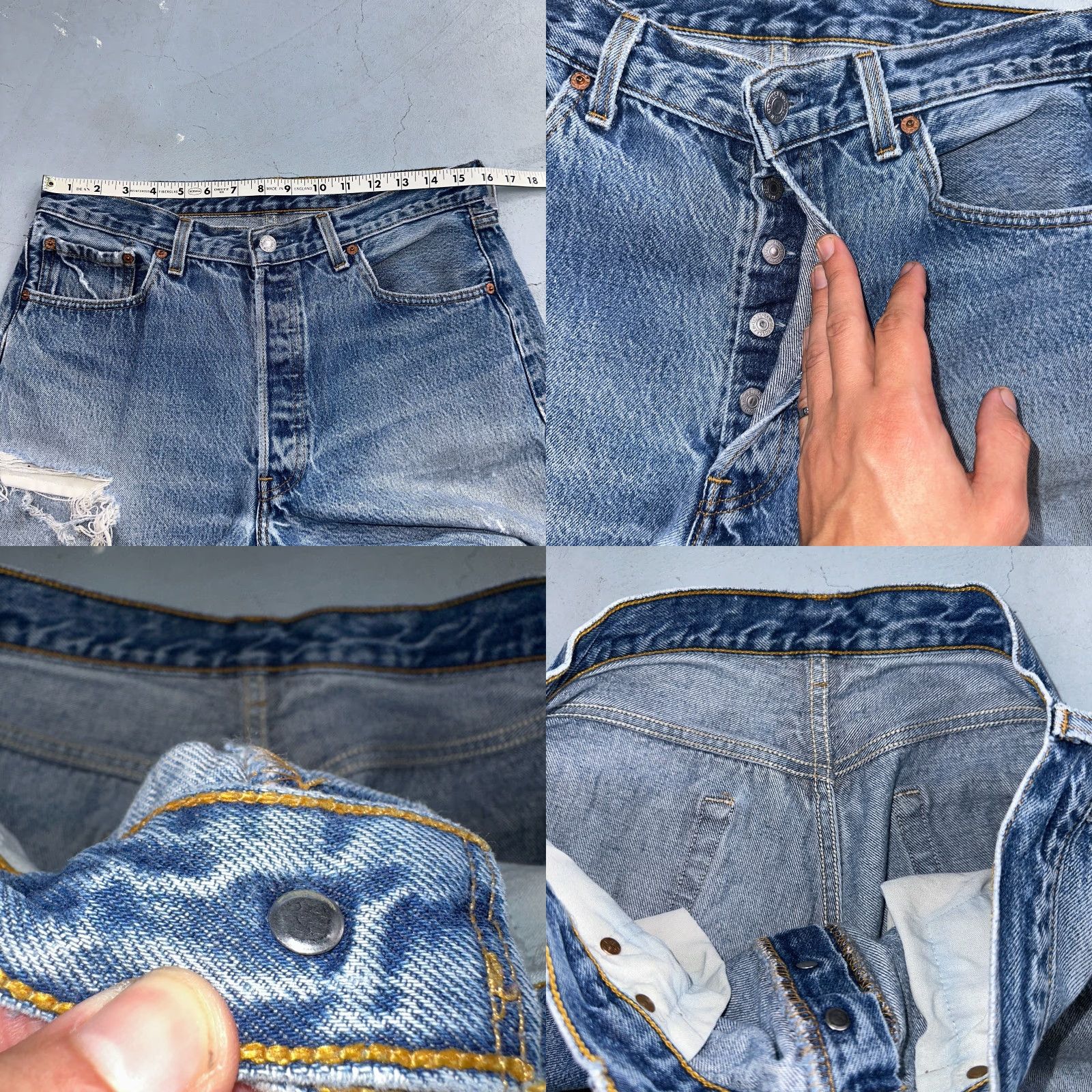 Levi's Vintage Levi's 501 Jeans Men’s Regular Fit Straight Leg 35x32 Blue Light Wash 90s USA Size US 35 - 8 Thumbnail