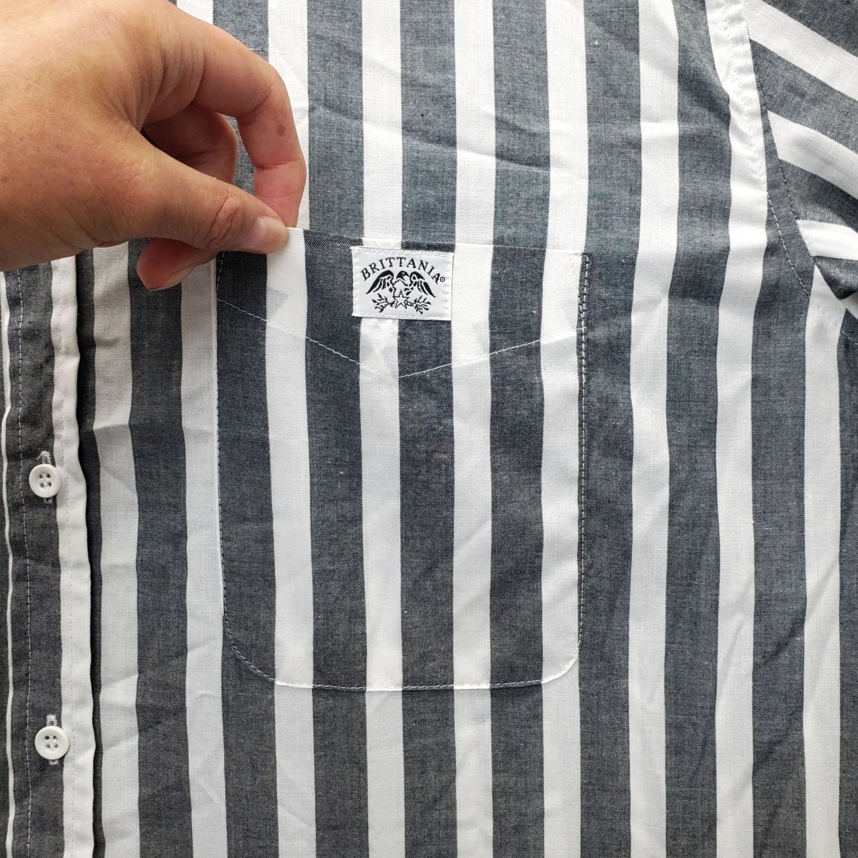 Vintage Britannia Shirt Mens XL Multi Striped Short Sleeve Chest Pocket Button Down Size US XL / EU 56 / 4 - 7 Thumbnail