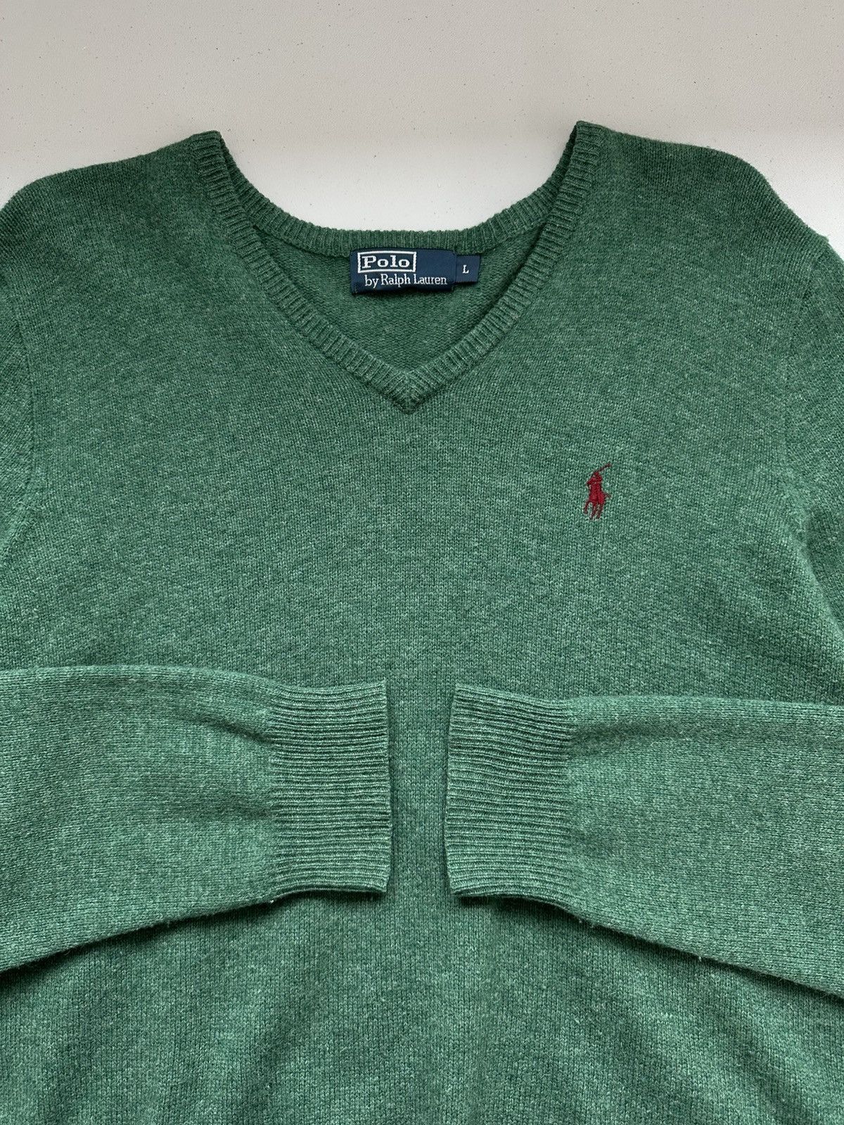 Polo Ralph Lauren × Vintage Womens Vintage Polo Ralph Lauren Y2k V neck Sweater Jumper Size L / US 10 / IT 46 - 6 Thumbnail