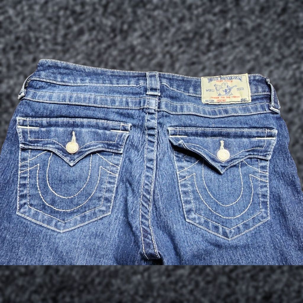 True Religion True Religion Jeans Women 29 Mid Rise Legging Denim Blue Stretch Rhinestones Womens Size 29" - 1 Thumbnail