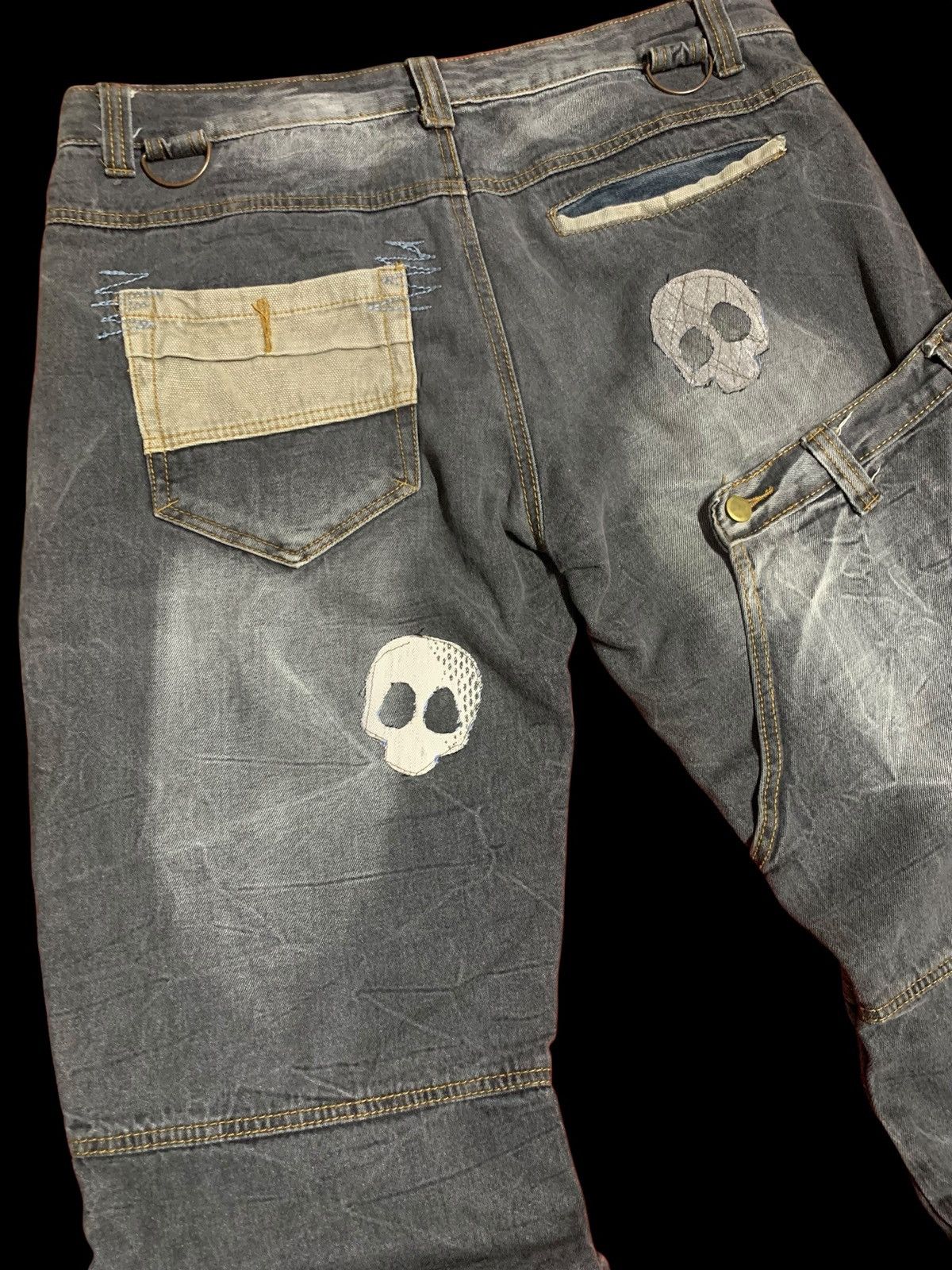 Japanese Brand vintage bondage punk skull head waist half back front Denim Size US 37 - 17 Thumbnail
