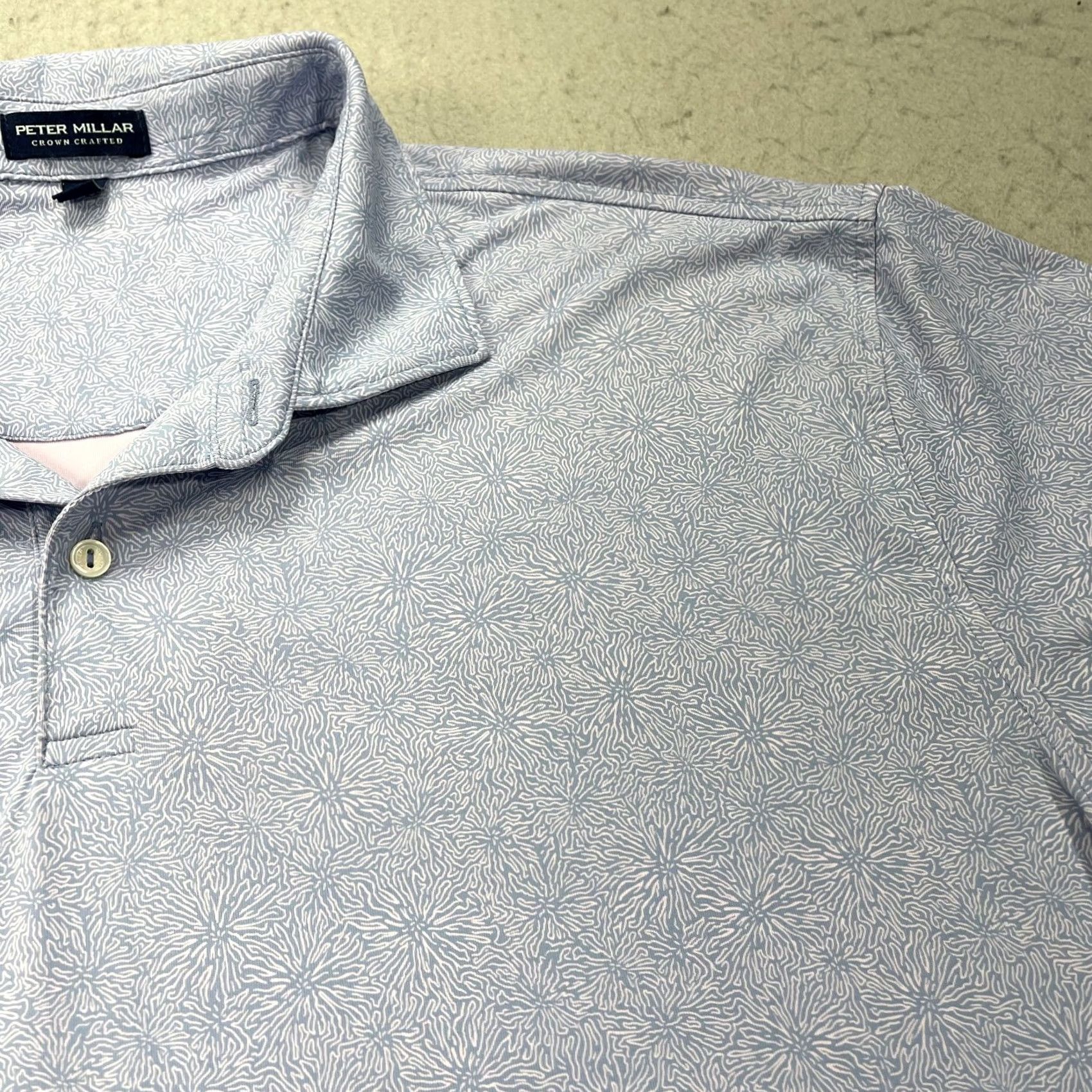 Peter Millar Peter Millar Polo Shirt Mens 2XL Blue Floral Crown Crafted Golf No Course Logo Polo Shirts Men 2XL Blue Floral Crown Crafted Golf Men Size US XXL / EU 58 / 5 - 3 Thumbnail