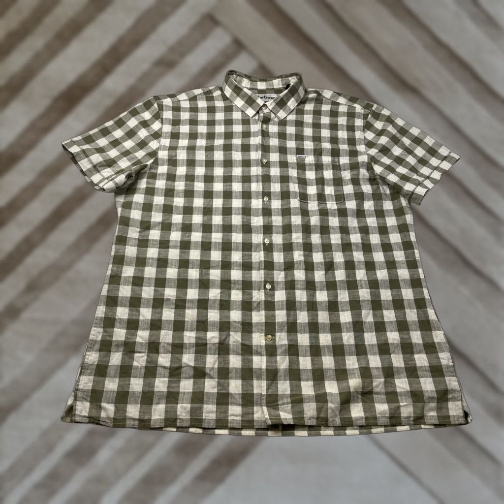 Barbour Barbour Shirt Button-Up Plaid Green Cotton Short Sleeve Mens XL Size US XL / EU 56 / 4 - 1 Thumbnail
