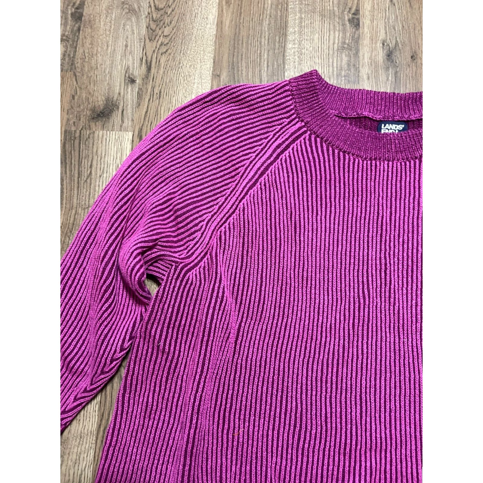 Lands' End Lands' End Sweater Women Pink Pullover Knit XL Crew Neck Long Sleeve Regular Fit Casual Knit Pullover Mens Womens Girls Not applicable Size XL / US 12-14 / IT 48-50 - 4 Thumbnail