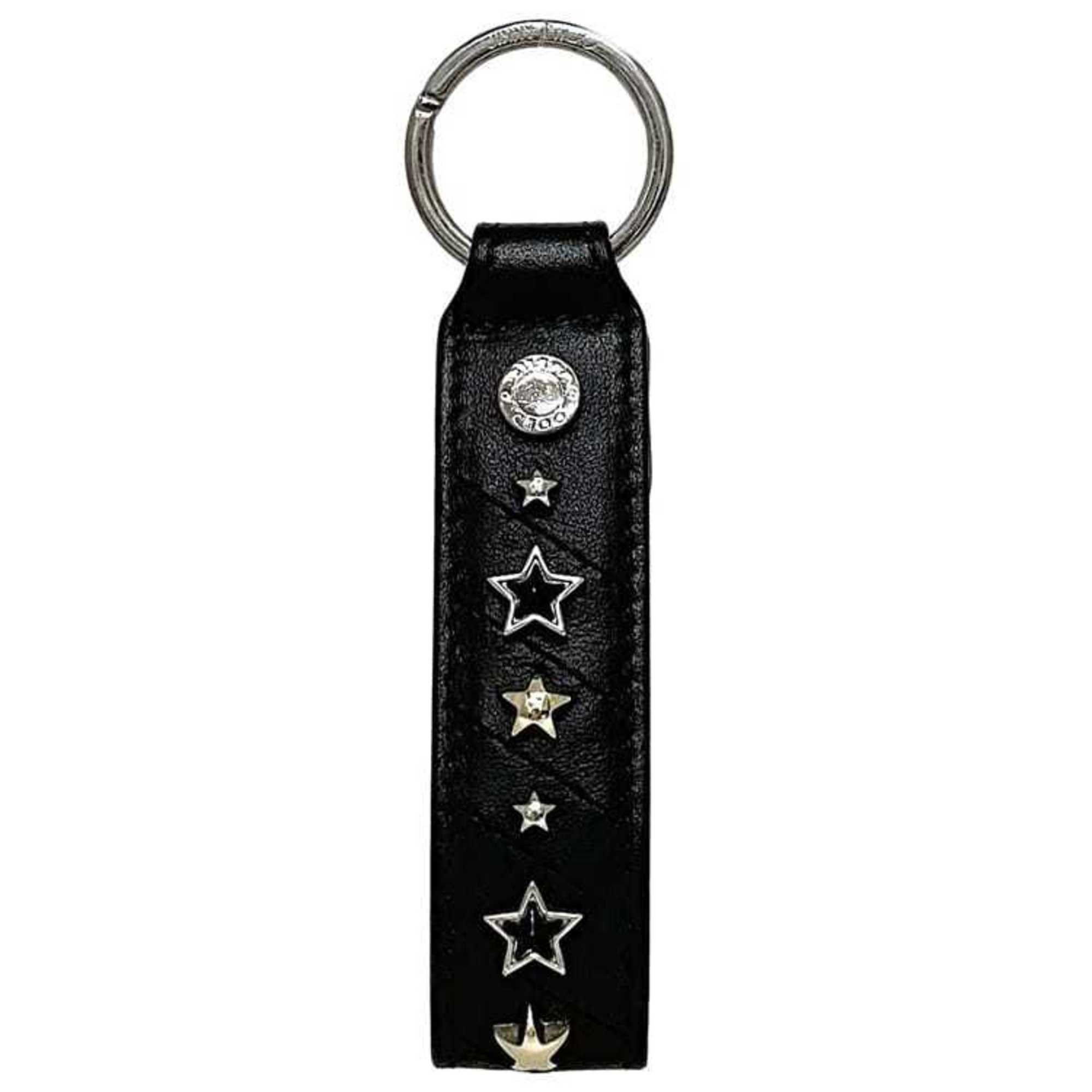 Jimmy Choo Jimmy Choo Key Ring ec-22580 Black Silver Gold Leather Metal JIMMY CHOO Star Strap Studs Keychain Women's Bag Charm Size ONE SIZE - 1 Thumbnail