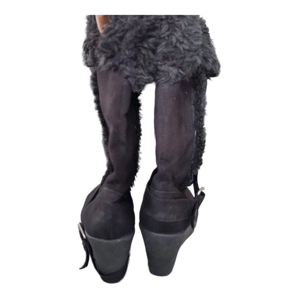 Donald Pliner CT1809a Donald J Pliner Black Suede Fur Top Boots 6.5 Size US 6.5 / IT 36.5 - 7 Thumbnail