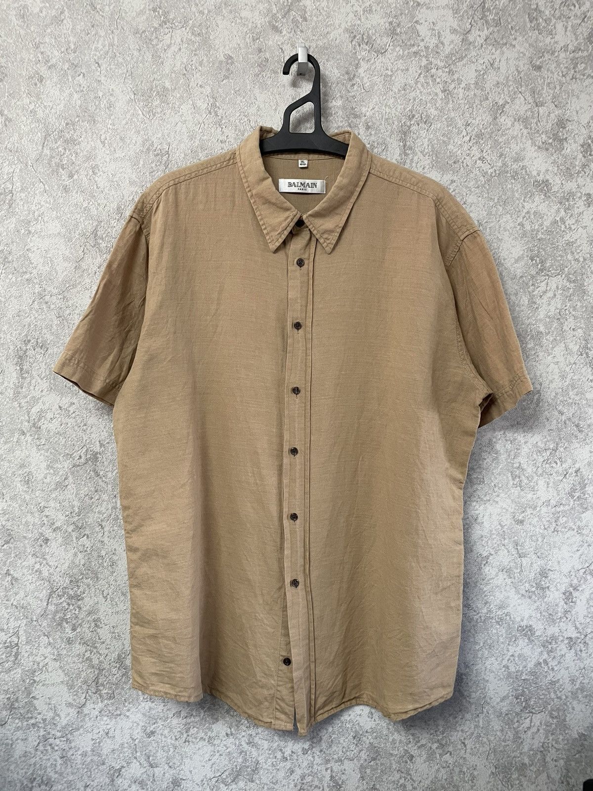 Balmain Balmain Linen/Cotton Brown Short Sleeve Shirt Button Up Size US XL / EU 56 / 4 - 1 Thumbnail