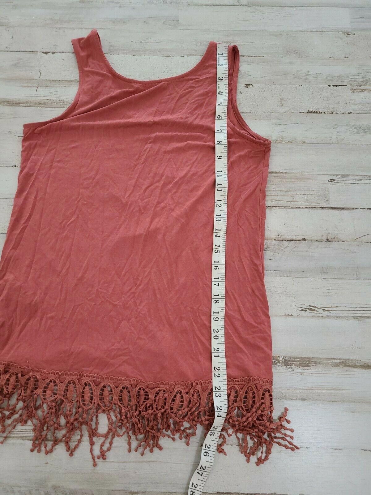 Designer Diosa Tank Top Small Pink Fringe Boho Hippie stretch Size S / US 4 / IT 40 - 6 Thumbnail
