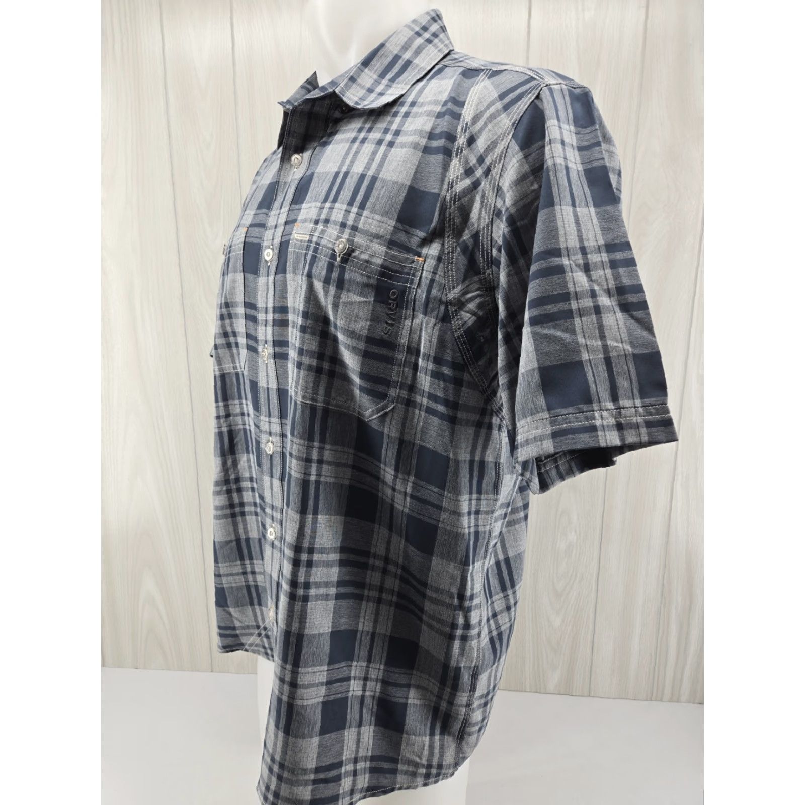 Orvis Orvis Active Fit Button Up Short Sleeve Shirt Blue Plaid Large Polyester Men’s Pepperdine? Size US L / EU 52-54 / 3 - 3 Thumbnail
