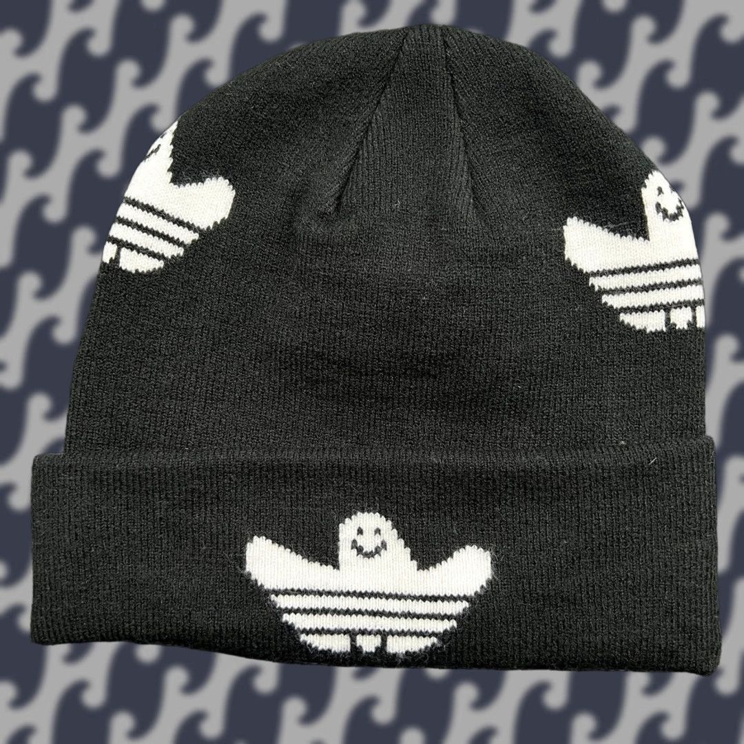 Adidas Adidas Beanie Hat One Size Shmoo Trefoil Black White OSFA Unisex Adults Knit Thermal Slim Stretch Multicolor Line Size ONE SIZE - 1 Thumbnail