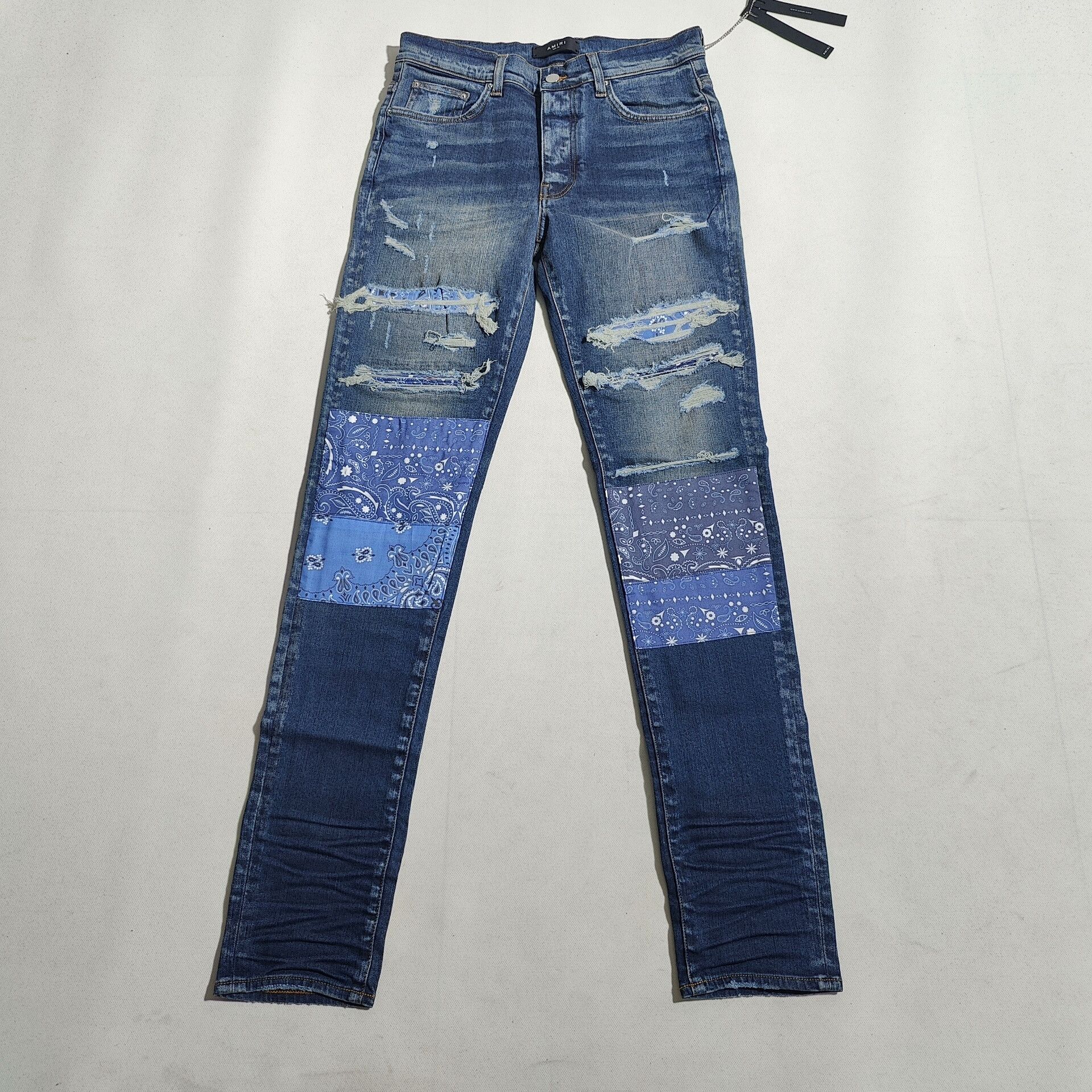 Amiri amiri blue patched ripped skinny jeans Size US 34 / EU 50 - 1 Thumbnail
