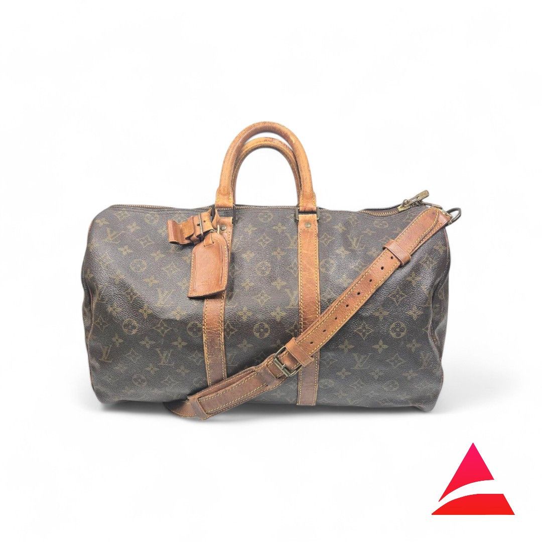 Louis Vuitton Keepall 45 Vintage Leather Boston Handbag