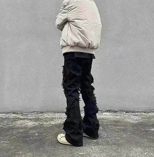 Japanese Brand High street black raw edge ripped jeans Size US 32 / EU 48 - 6 Thumbnail