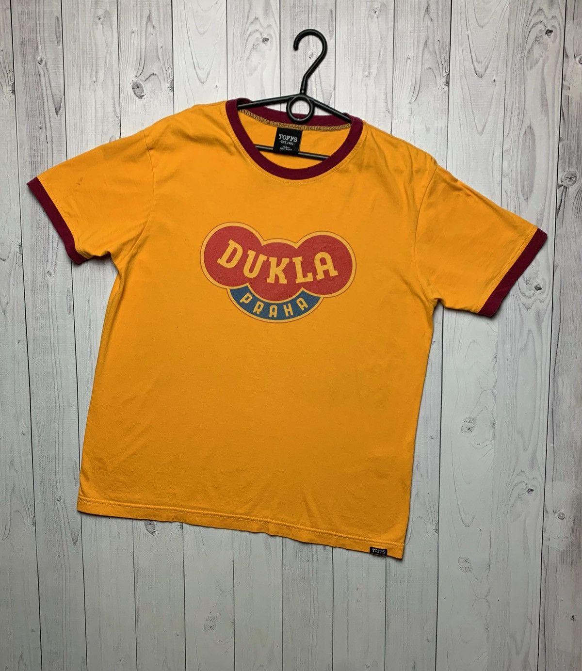 Vintage Dukla Praha soccer jersey rare size L orange