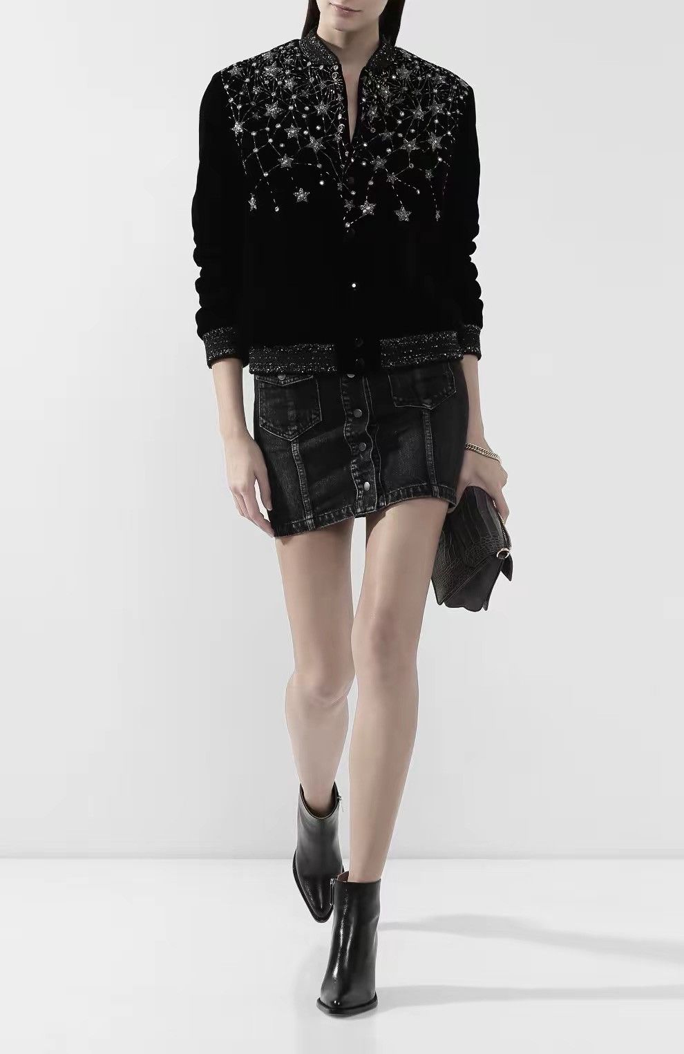 Anthony Vaccarello Saint Laurent Black Velvet Bomber Jacket Size XS / US 0-2 / IT 36-38 - 6 Thumbnail