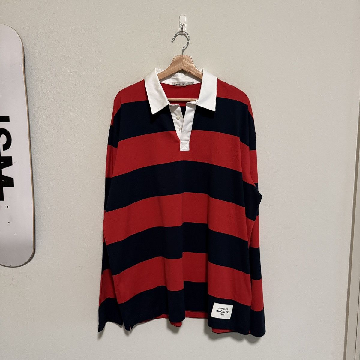 moncler striped rugby polo shirt