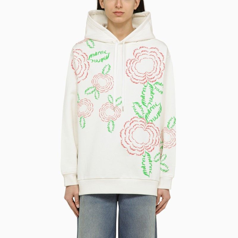 image of Marni White Sweatshirt With Cotton Embroidery, Women's (Size XS)