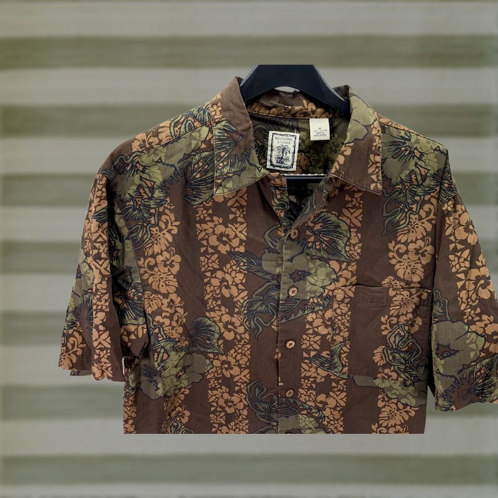 Roundtree & Yorke VINTAGE Roundtree & Yorke Hawaiian Button Up Shirt Mens M Brown Cotton Floral Beach Size US M / EU 48-50 / 2 - 1 Thumbnail