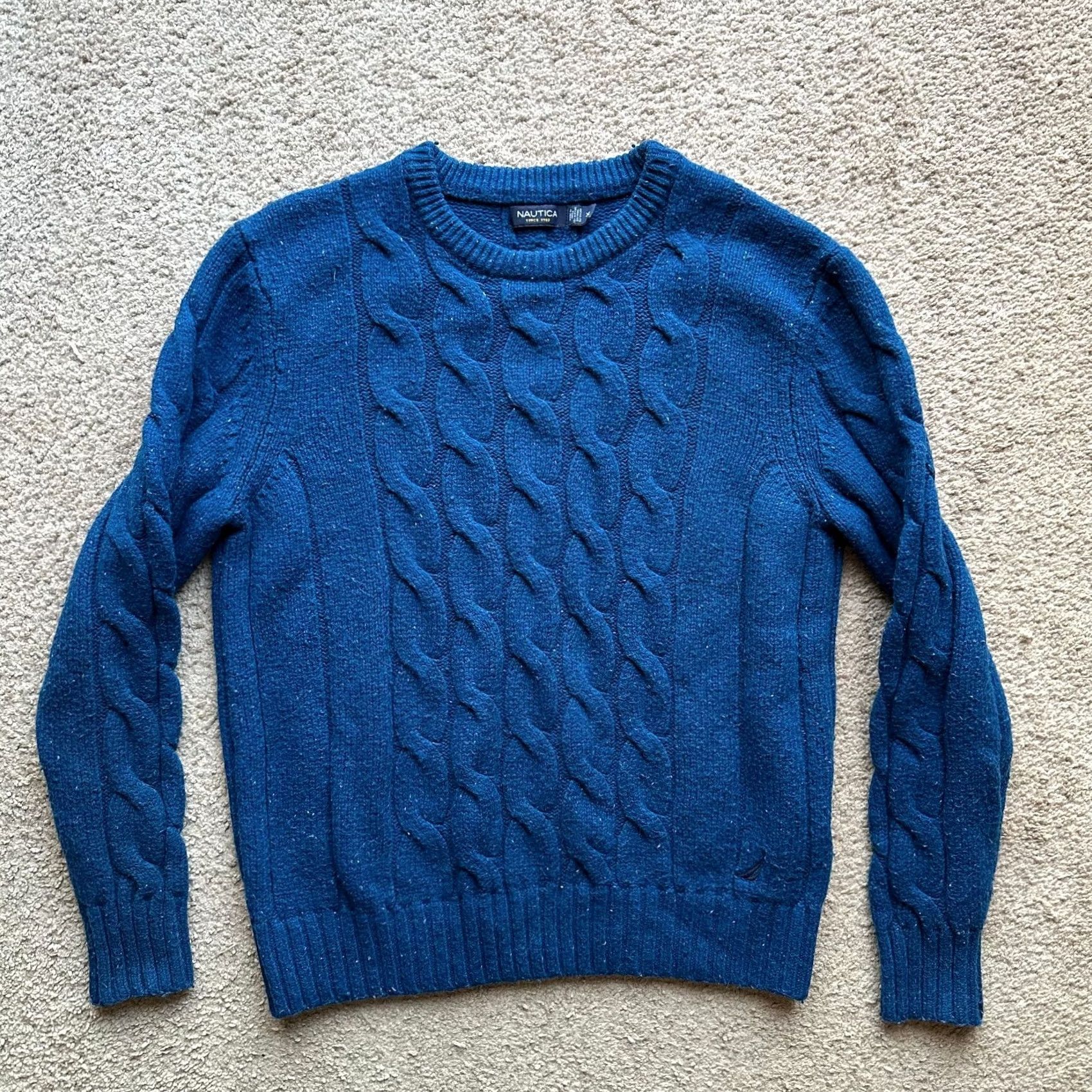 Nautica Nautica Sweater Womens XL Crewneck Cableknit Pullover Long Sleeve Blue Wool Size XL / US 12-14 / IT 48-50 - 2 Thumbnail