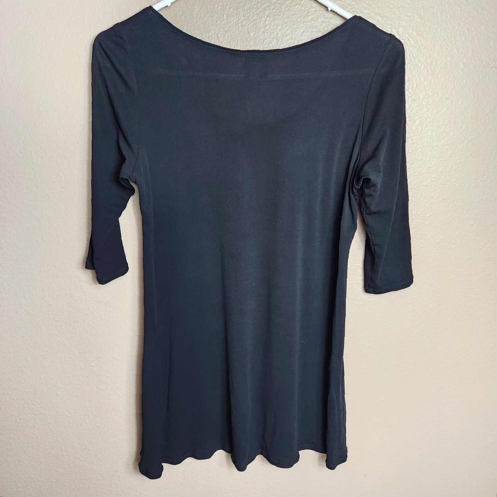 Eileen Fisher Eileen Fisher Womens XS Black Viscose Elbow Sleeve Swing Tunic Blouse Size XS / US 0-2 / IT 36-38 - 6 Thumbnail