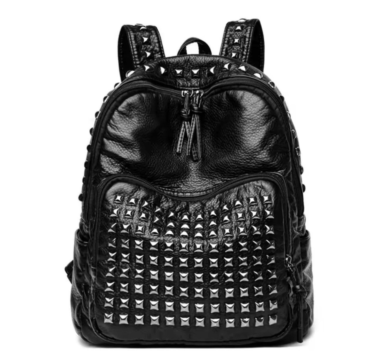 Other Punk Gothic PU Leather Rivets Capacity Black Backpack Size ONE SIZE - 5 Thumbnail