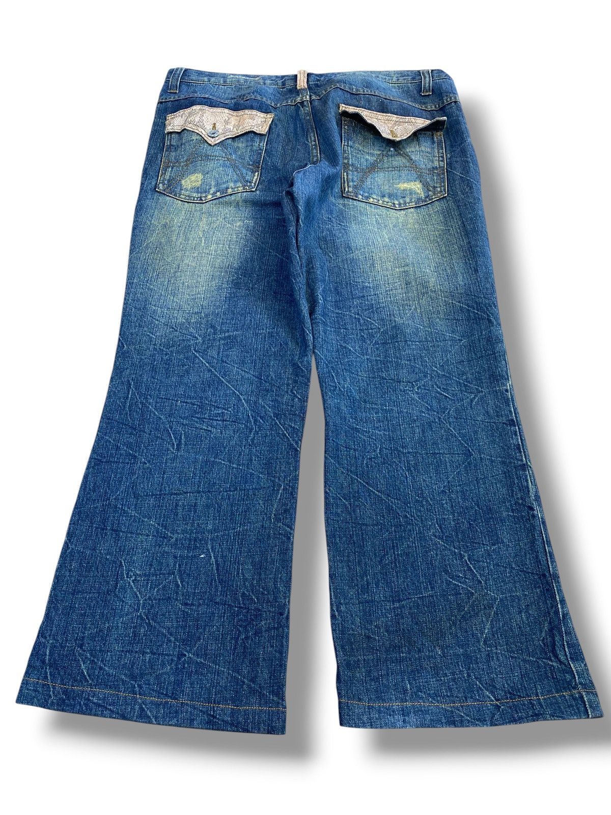 Japanese Brand Beach Sound Brand Whiskers Mud Wash Stye Loose Jeans Size US 34 / EU 50 - 3 Thumbnail