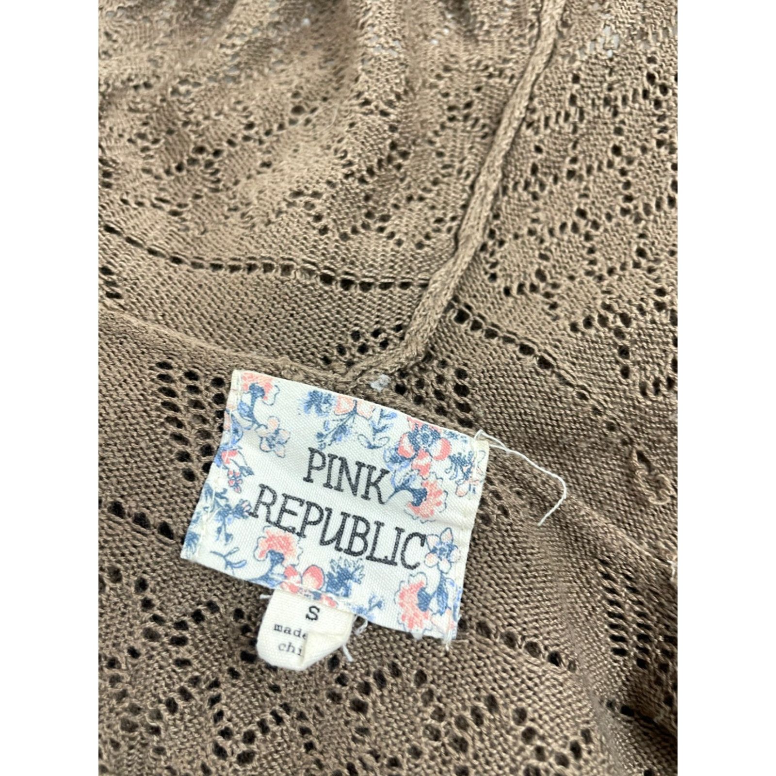 Vintage Pink Republic Sweater Cardigan, Women's Small, Brown, Open Cardigan, Long Sleeve, Solid, Regular Fit, Fall Spring Summer, Womens Size S / US 4 / IT 40 - 7 Thumbnail