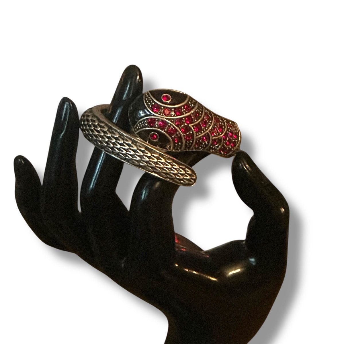 Vintage Vintage silver red rhinestone snake wrap bangle bracelet Size ONE SIZE - 2 Thumbnail