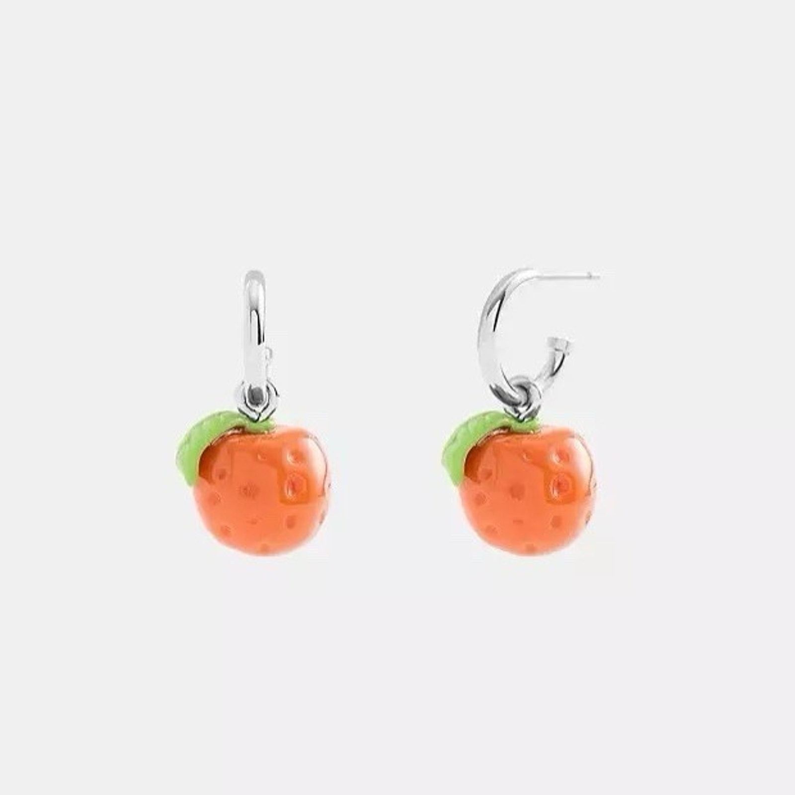 Coach NEW Coach Charm Huggie Earrings Orange CBB23 Silver/Orange Size ONE SIZE - 4 Thumbnail