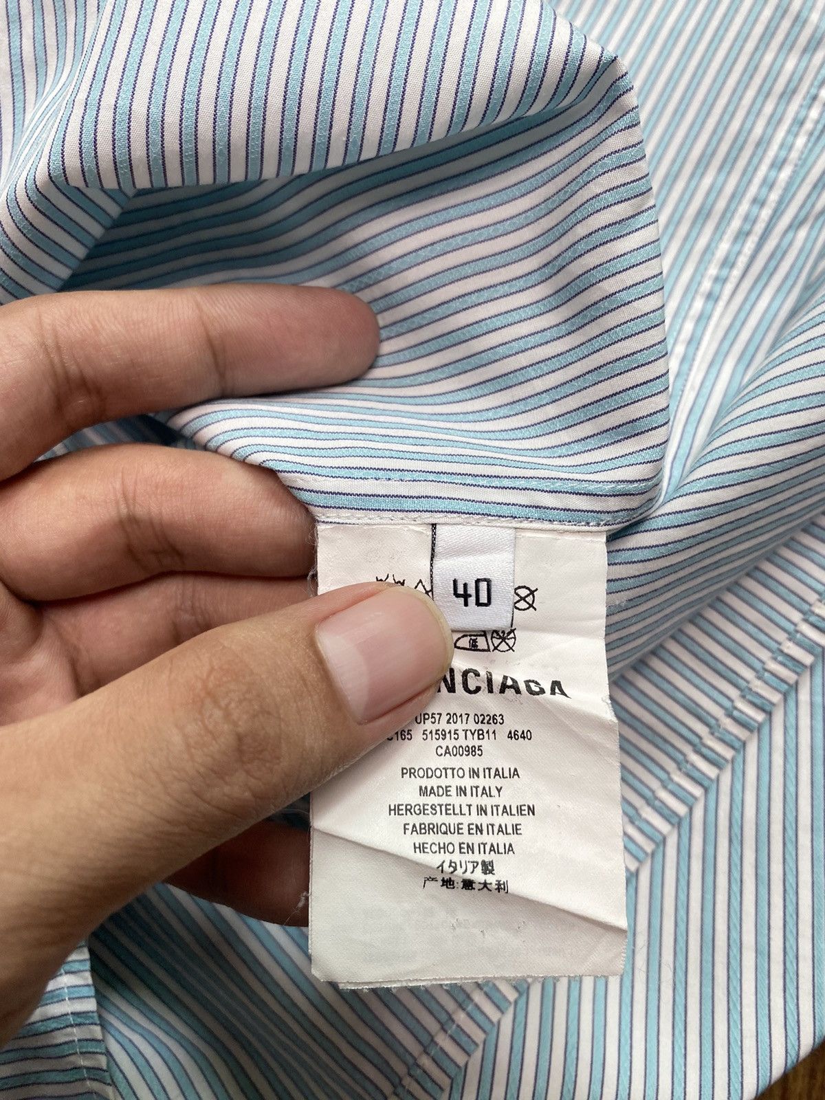 Balenciaga 2017 Balenciaga Archetype Striped Textured Oversize Shirt Size US L / EU 52-54 / 3 - 7 Thumbnail