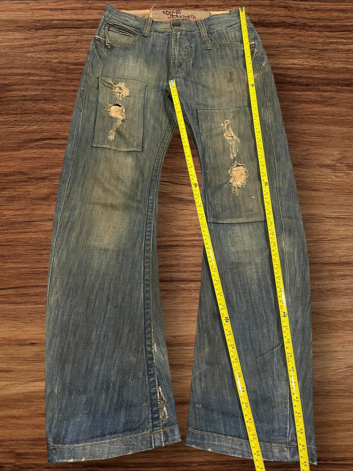 If Six Was Nine × Japanese Brand × Le Grande Bleu (L.G.B.) Japan Tough Jeans Smith Military Double Knee Distressed Jean Size US 32 / EU 48 - 14 Thumbnail