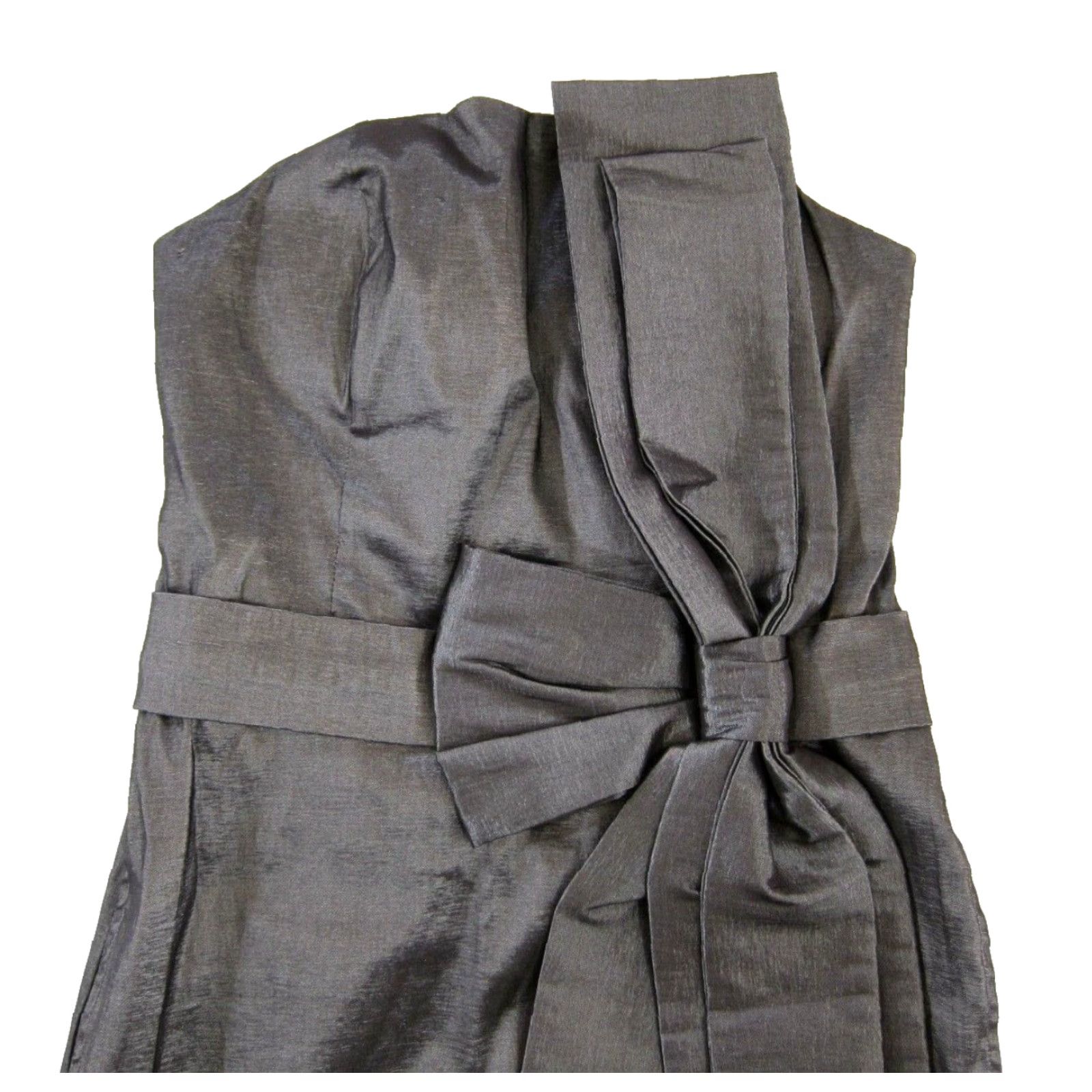 Vintage Twentyone Grey Metallic Silver Stretch Dress Cocktail Prom Midi Medium Size M / US 6-8 / IT 42-44 - 4 Thumbnail