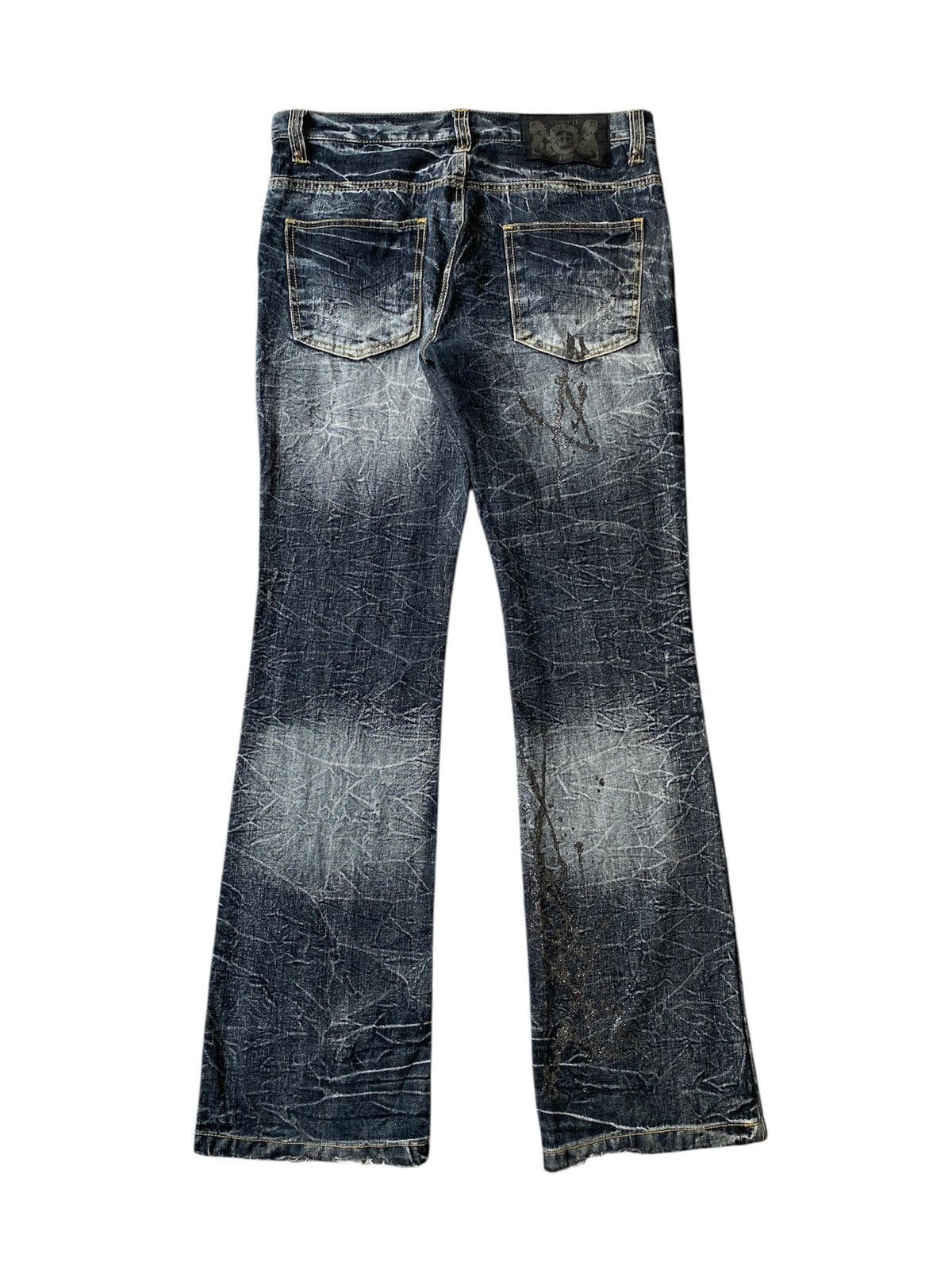 Japanese Brand Lowbox Premium Claws Mark Honey Comb Distressed Flare Denim Size US 32 / EU 48 - 2 Thumbnail