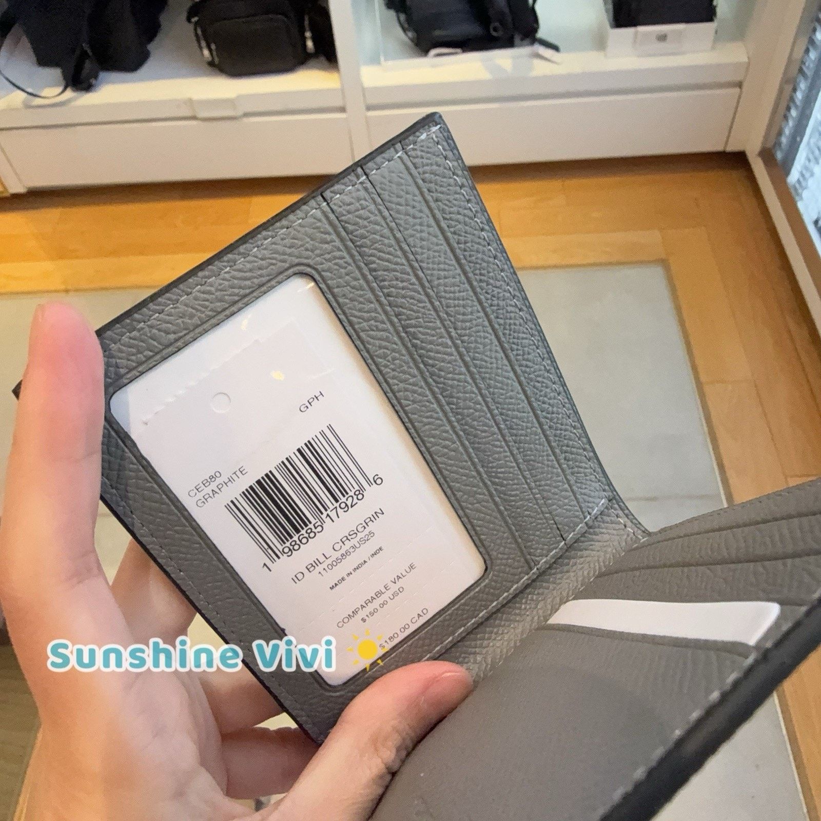 Coach NWT Coach Men Id Billfold Wallet CEB80 leather GRAPHITE Size ONE SIZE - 2 Thumbnail