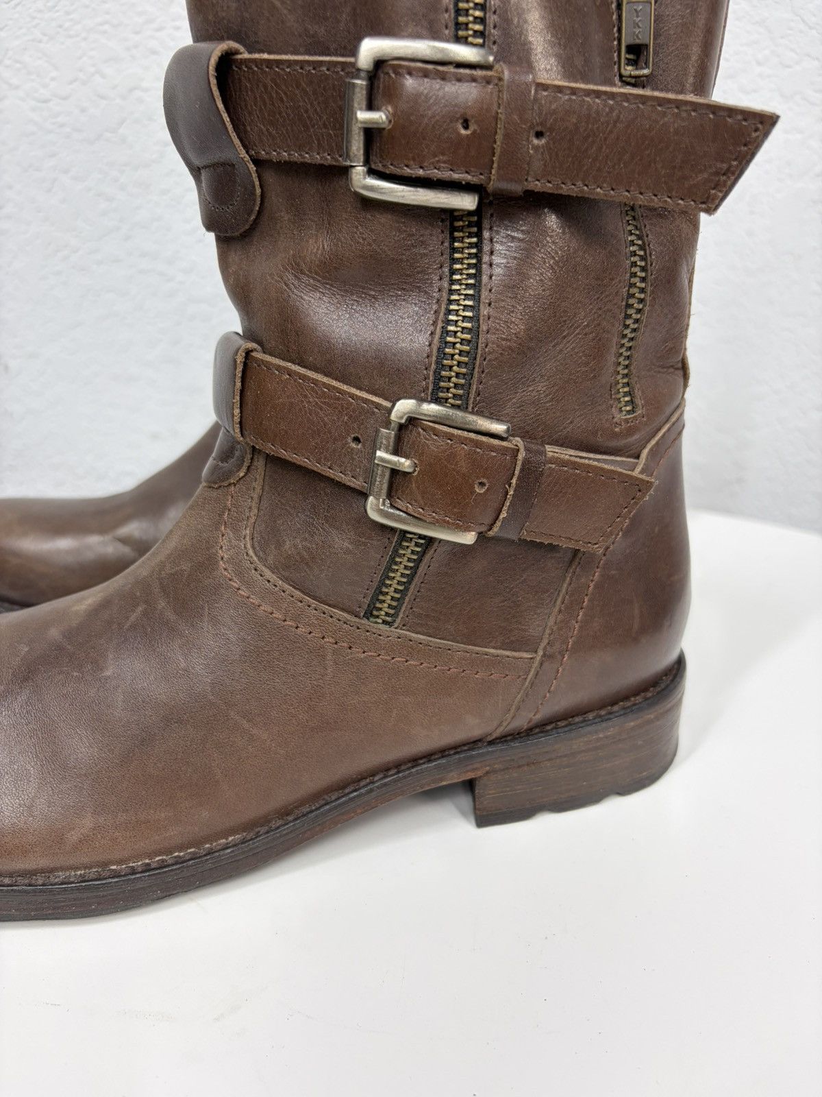 Hedi Slimane AS 98 Vibe Artisan Brown Leather Side Zip Ankle Biker Boots Size US 7.5 / EU 40-41 - 8 Thumbnail