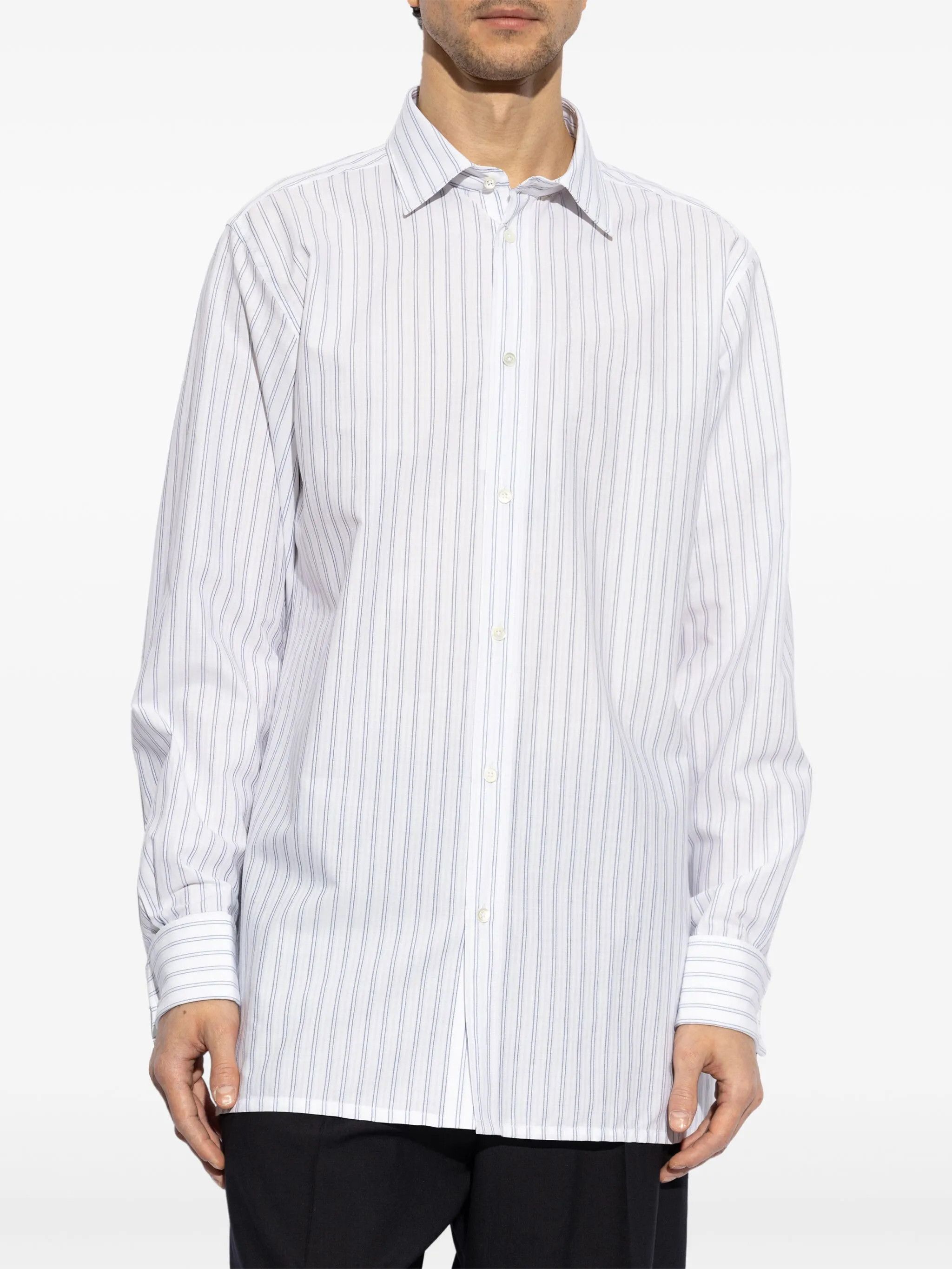 Maison Margiela o1w1db10126 Striped Shirt in White Size US XL / EU 56 / 4 - 3 Thumbnail