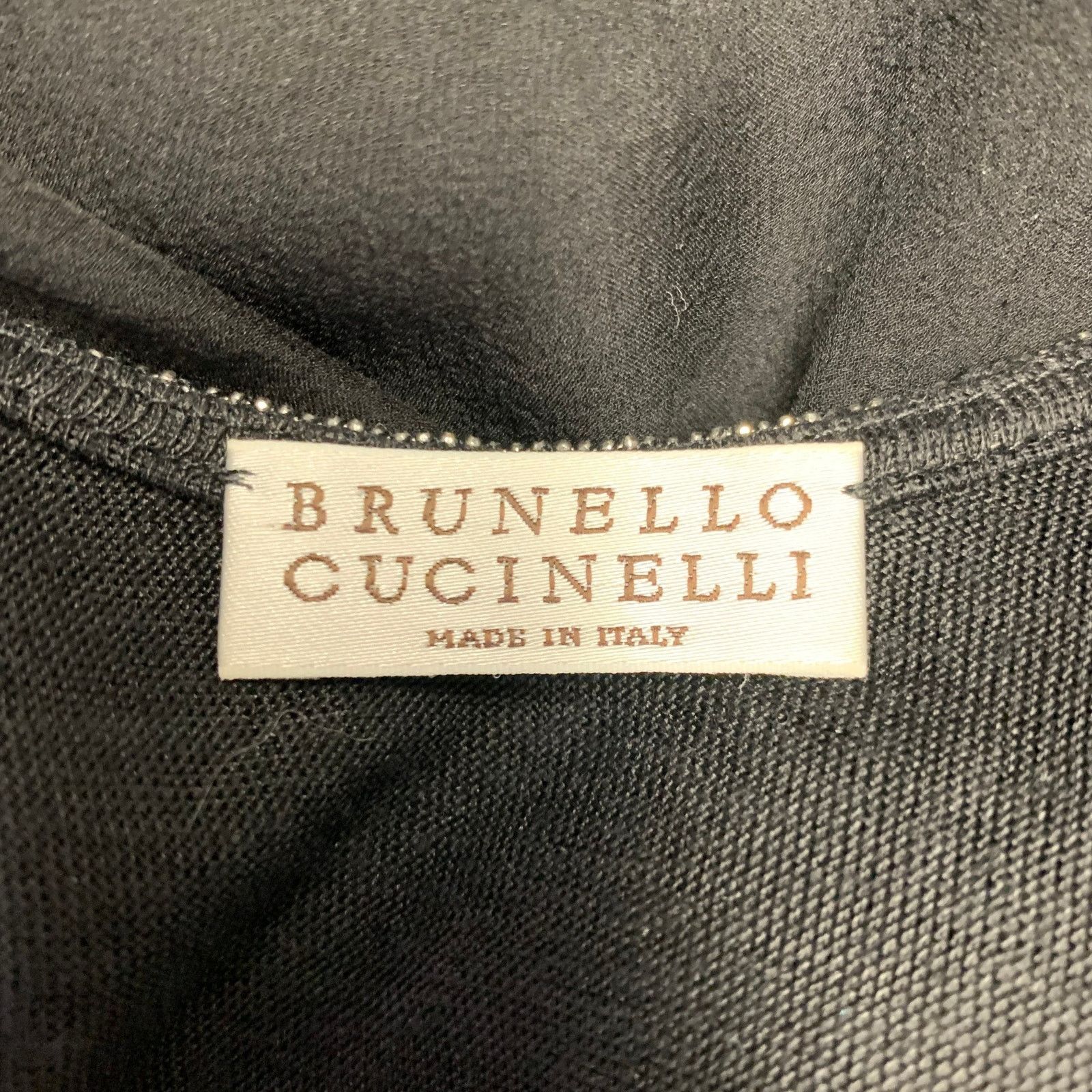 Brunello Cucinelli XL Black Silver Silk Monili Double Layer Dress Top Size XL / US 12-14 / IT 48-50 - 6 Thumbnail