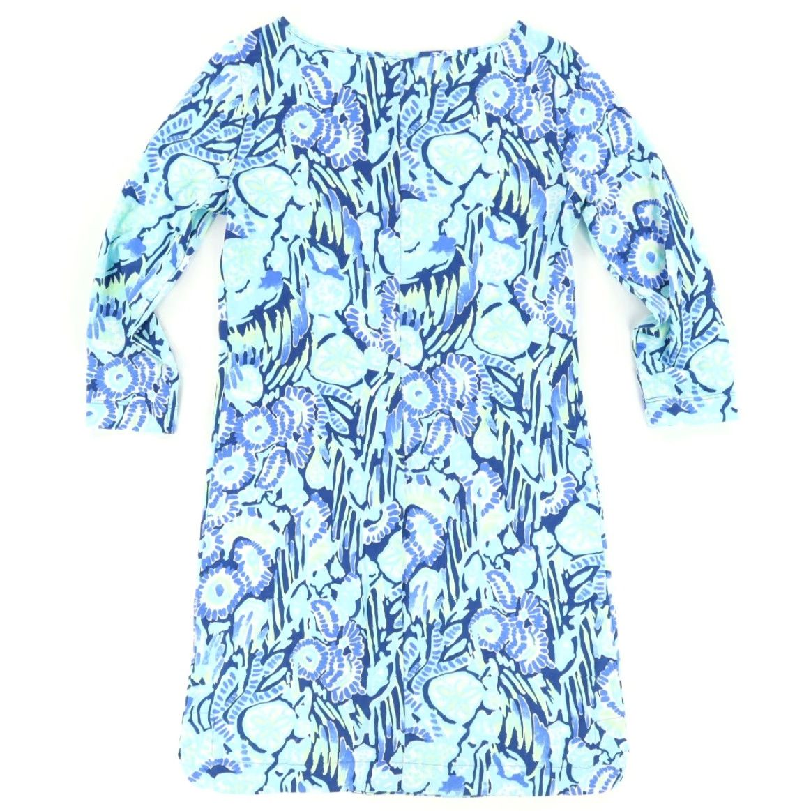 Lilly Pulitzer VINTAGE Lilly Pulitzer Marlowe Sunset Swim All Over Print 3/4 Sleeve Dress Blue Women's XS Shirt Size XS / US 0-2 / IT 36-38 - 4 Thumbnail